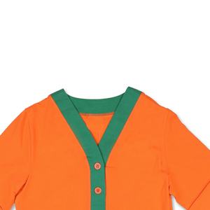 Pull cardigan d'hiver unisexe à col en V décontracté orange vert en chenille avec logo de sororité brodé respirant à séchage rapide à boutons - Product Image 2