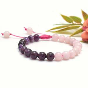 Kamal Gems <b>Adjustable</b> Crystal <b>Bracelet</b> Rose Quartz & Amethyst Elegant and Stylish Bangles - Product Image 2
