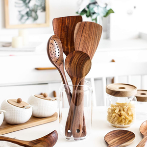 Cuillères en bois d'acacia de haute qualité, lot de 8, pour la cuisine, ensemble de cuillères en bois de style campagnard pour la cuisine, fabriqué au Vietnam - Product Image 2