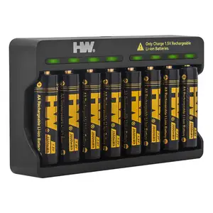 Ensemble de 8 pièces de haute qualité 1.5V 3500mWh AA batterie USB Batteries au lithium-ion rechargeables avec chargeur pour plusieurs utilisations par USB