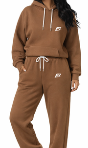 Custom <b>Women</b> 100% Cotton <b>Fleece</b> Hooded Tracksuit Sets Oversized Sweatshirt & Jogger <b>Pants</b> Casual Wear OEM Wholesale - Product Image 4
