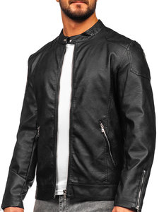 Blouson bombardier décontracté grande taille avec logo personnalisé 2025 manteau garçon avec logo d'hiver en cuir noir pour l'extérieur - Product Image 6