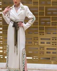 Abaya de luxe en gros, longue manche, brodée, anti-rides, pour femmes, faite à la main, de haute qualité, en soie, robe de prière musulmane - Product Image 1