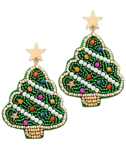 Boucles d'oreilles brodées de perles, design élégant, perles de rocaille dorées et vertes pour femmes et filles, origine Inde - Product Image 5