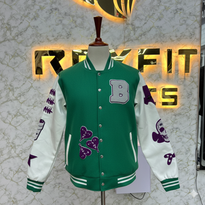 Top Sale Your Own Logo Embroidered Wool and Silk Men's Jacket with <b>Covered</b> <b>Button</b> Closure versity jackets Lettermen jackets - Product Image 1