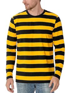 T-shirt à manches longues pour homme avec imprimé 3D à rayures contrastées, décontracté, tendance, col rond, surdimensionné, hauts tendance, polyester, vêtements pour homme - Product Image 3