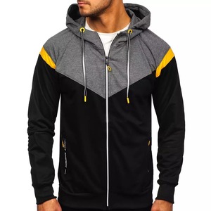 Sweat-shirts à capuche zippés pour hommes sur mesure, tendance, contraste de couleurs, sweats-shirts à capuche zippés personnalisés, nouvelle mode, vêtements pour hommes - Product Image 1