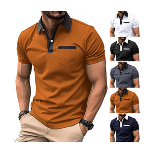 Ropa barata de negocios personalizada, camisas informales en blanco con bolsillo de bloque de color de poliéster para hombre, camisas de golf para hombre, fabricante al por mayor - Product Image 6
