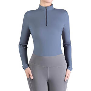 Camisas ecuestres de alta calidad al por mayor, camisetas de montar a caballo con media cremallera para mujer, ropa para carreras de caballos - Product Image 1