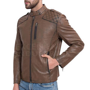 Meilleur matériau manches en cuir vestes pour hommes avec col montant vêtements d'extérieur en toile teintée unie pour la saison d'hiver Style Lettermen - Product Image 3