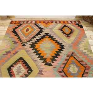 Alfombra Vintage, Alfombra Turca Grande de 5.8x8.8 pies, Alfombra de Lana con Diseño de Camuflaje Naranja - Product Image 3