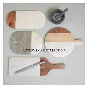 Gran tabla de cortar de madera y mármol con diseño de grano natural perfecta para cortar verduras, carne o pan con facilidad - Product Image 5