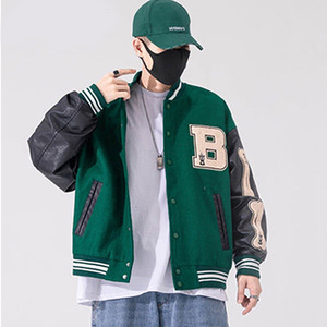 Fabricant OEM, logo personnalisé de haute qualité, veste de baseball pour homme, style universitaire sportif, en toile épaisse, col montant, séchage rapide, motif lettres - Product Image 2