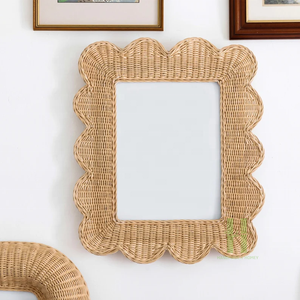 New Design Rattan Wall <b>Hanging</b> Decor Natural Home Decor Scalloped Wall Home Decor Art Vintage Wall <b>Mirror</b> Made in Vietnam - Product Image 1