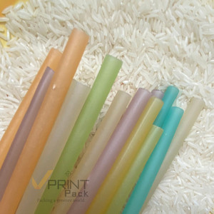 Pajitas ecológicas biodegradables y compostables de arroz de 10.25 pulgadas para bebidas, paquete de 100 unidades, en cajas rígidas de cartón Kraft para leche, envueltas individualmente. - Product Image 2