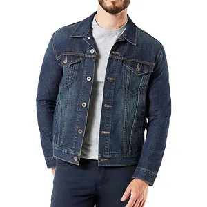 OEM, оптовая продажа, индивидуальная верхняя одежда, повседневная мужская куртка с золотыми этикетками с длинным рукавом, винтажная джинсовая куртка с пуговицами