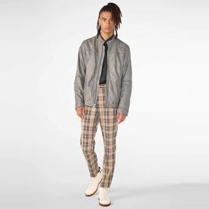 Chaqueta de cuero gris genuino para hombre Cuero de grano completo de alta calidad con aspecto vintage Ideal para moda urbana y aventuras al aire libre - Product Image 1