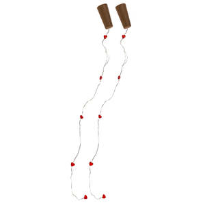 Lot de 2 guirlandes lumineuses à bouchon de bouteille, 5 LED blanc chaud en forme de cœur pour fêtes en extérieur, décoration de la Saint-Valentin, style rideau lumineux LED - Product Image 1