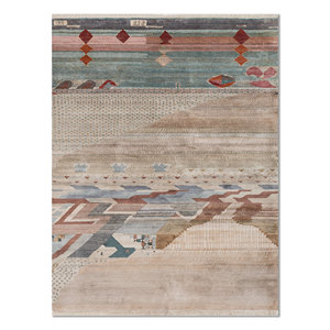 Tapis en soie noué à la main Freedom Manchaha Ivory LUV-8607 10 mm, rectangulaire, abstrait, pour salon, couloir, chambre - Product Image 1