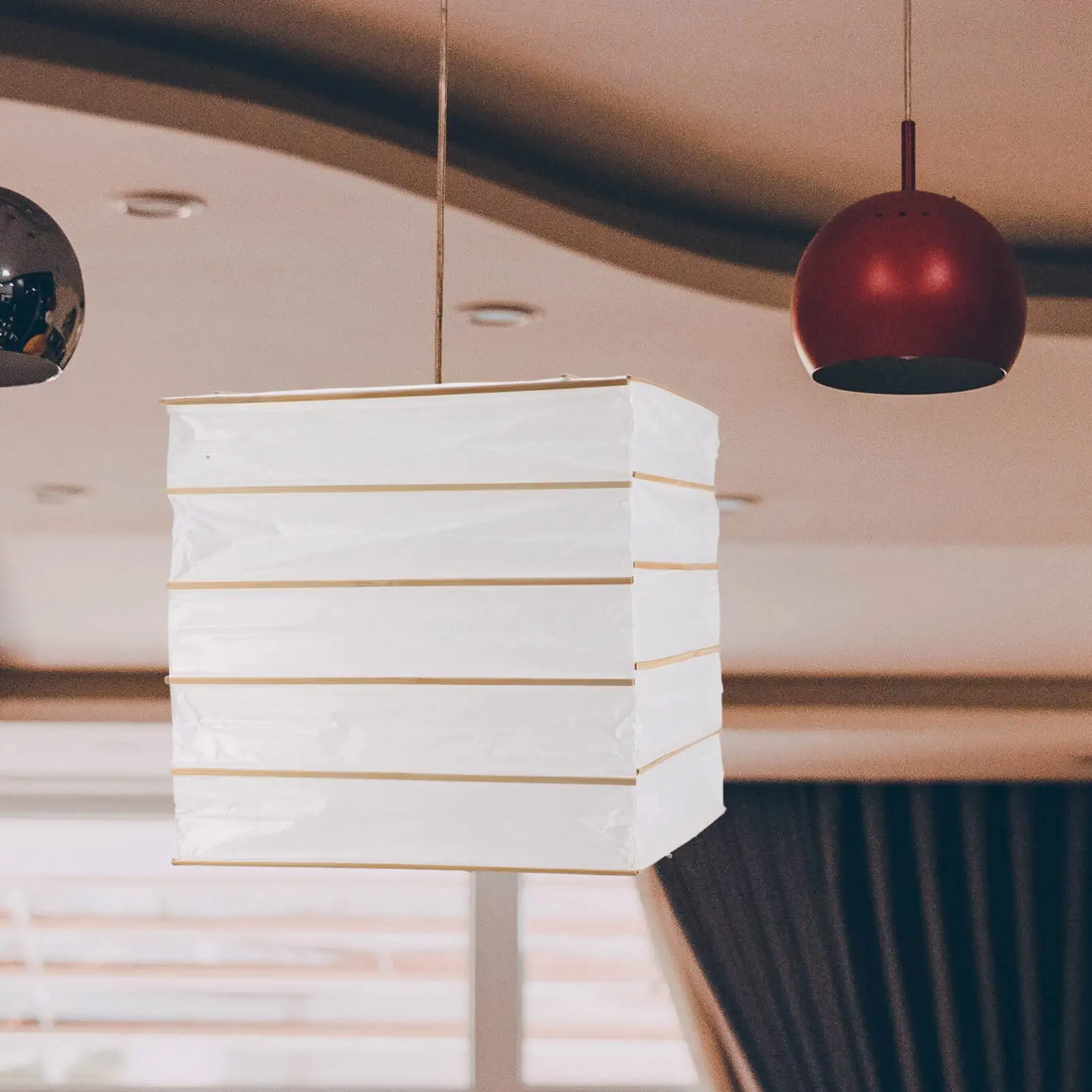 Japanese Pleated Paper Chandelier Hanging Lamp Modern Simple Handmade Lantern Festival Lighting Home Decor Pendant Light Lantern