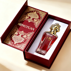 Botella de Perfume de Vidrio Vacía de Lujo de 80 ml, Envase de Fragancia con Forma Única y Tapa Metálica con Cabeza de Caballo Electrochapada - Product Image 2