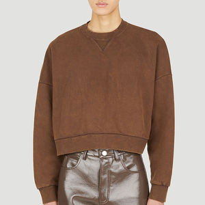 100% coton Vintage col rond de haute qualité surdimensionné col rond lavage à l'acide grande taille sweats à capuche et sweat-shirts pour hommes - Product Image 5