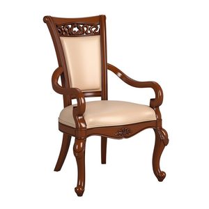 Chaise de salle à manger à bras de haute qualité en bois de teck massif avec assise et dossier rembourrés pour une utilisation intérieure et extérieure - Product Image 4