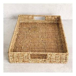 Bandeja de Servir de Seagrass Tejida a Mano con Asas, Bandejas Rectangulares Rústicas y Naturales para el Hogar y la Cocina, Hechas por KingCraftViet - Product Image 1