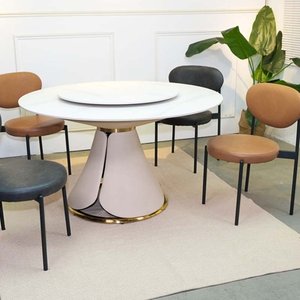 Modern Extendable <b>Dining</b> <b>Table</b> with Stone Top and Leather-Legs GAK-T133 - Product Image 5