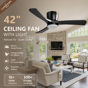 42 Inch Low Profile <b>Ceiling</b> Fan with <b>Light</b> DC Motor <b>Remote</b> <b>Control</b> Flush Mount Modern <b>Ceiling</b> Fan for Bedroom - Product Image 1