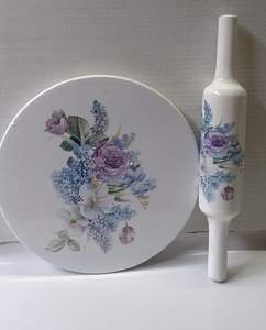 Ensemble de chakla belan artisanal décoratif et écologique |   Rouleau à pâtisserie en bois à motif floral |   Four à micro-ondes, compatible avec les fours traditionnels - Product Image 4