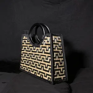 2024 Newest Design Natural Bamboo Handbag - Stylish Beach bag Bamboo Tote Bag for Fashionable Women, Summer Vacation bag