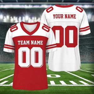 Camisetas de gimnasio deportivas de verano personalizables para hombre, uniforme de fútbol holgado de gran tamaño de manga corta personalizado, conjuntos de gimnasio de fútbol americano - Product Image 4
