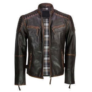 Veste de bombardier en toile PU véritable pour hommes, moto, col montant, style vintage, capuche - Product Image 5