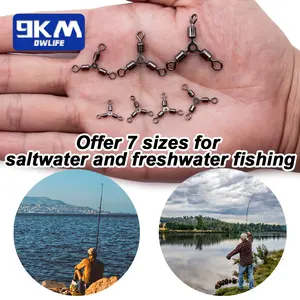 60Pcs 3 Way Fishing Swivel Tackle Saltwater Fishing Line Connectors Rolling Swivels Catfish Accessories 3 Way Swivels