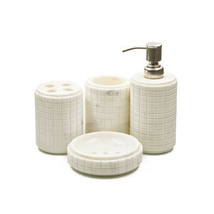 Ensemble de salle de bain de luxe en marbre de pierre naturelle, quatre pièces, design moderne, imperméable, durable, fabriqué en Inde, artisanat d'usine, décoration intérieure, meilleur choix - Product Image 1