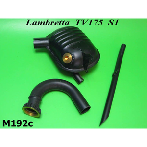 Système d'échappement Innocenti Replica Lambretta TV1 pour moto, comprenant silencieux et tuyau d'échappement en U - Product Image 1