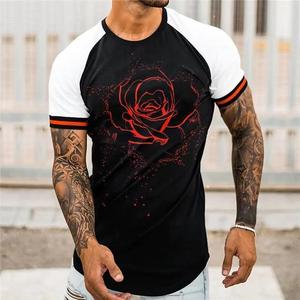 Venta al por mayor de camisetas de los hombres sueltas Casual manga corta moda Tops transpirable tejido de punto suave ropa deportiva de calle alta - Product Image 5