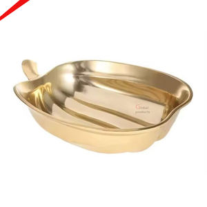 Cuenco de chocolate de Color dorado con diseño de hoja clásico de aluminio hecho a mano para hoteles - Product Image 3