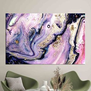 Impression sur toile élégante en marbre noir, Art moderne sur verre, Design marbre violet, Présenté sur cadre de galerie - Product Image 1
