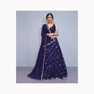 Belle broderie sur saree de style lehenga nuptiale avec dupatta avec perles de verre en cristal embellies dabka travail pour mariage - Product Image 2