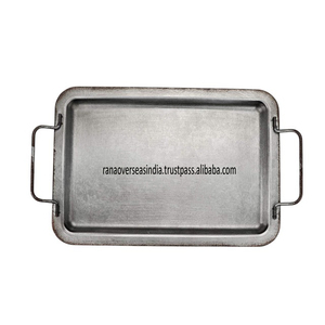Bandeja de servicio de metal galvanizado de calidad superior con asa para fiestas de cocina de granja y decoración de mesa a un precio asequible - Product Image 2