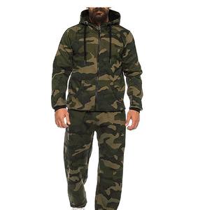 Conjunto Deportivo de Dos Piezas para Hombre, Otoño, Casual, Ecológico, de Algodón y Felpa, Chaqueta con Cremallera de Manga Larga y Pantalones Jogger, Color Sólido - Product Image 1