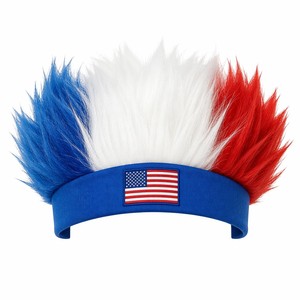 Bandeau Perruque pour Supporters de Football avec Autocollant Drapeau National, Bandeau Cheveux Bouclés, Perruques Chapeau Fou de Football, Costume pour Événements Sportifs pour Hommes et <span class=keywords><strong>Femmes</strong></span> - Product Image 1