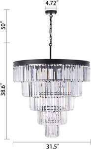 Grands lustres en cristal noir pour le lobby-D39.4, luminaire de lustre moderne rond à 7 couches, suspension au plafond - Product Image 3