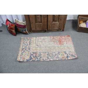 พรมวินเทจตุรกี ขนาดเล็ก 1.9x3.6 ฟุต (59x109 ซม.) พรมขนสัตว์เปอร์เซียสีน้ำเงิน - Product Image 3