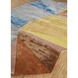 Beige & <b>Brown</b> Abstract Pattern Hand Tufted <b>Wool</b> & Viscose Large Area Rug for Bedroom & Hallway-TNQ-1126 - Product Image 2