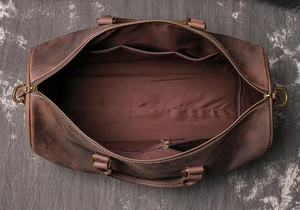 Factory OEM ODM Men High End Retro Large Capacity Full Grain Leather <b>Travel</b> Duffle Bag Real Genuine Leather <b>Holdall</b> Duffel Bag - Product Image 3