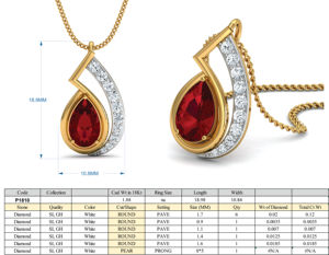 Venta al por mayor 18K chapado en oro latón colgante collar para mujer Popular en forma de pera Zirconia Media Luna Roja diseño cuentas tipo de cadena - Product Image 4