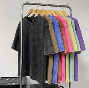 T-shirt vintage lavé à l'acide avec logo personnalisé pour hommes T-shirt vierge en coton épais surdimensionné 100% coton pour hommes - Product Image 2